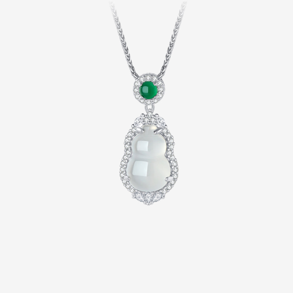 S925 Silver Zircon Chalcedony Ruyi Gourd Necklace