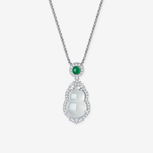 S925 Silver Zircon Chalcedony Ruyi Gourd Necklace