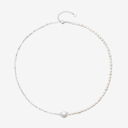 S925 Silver Cube Pearl Necklace