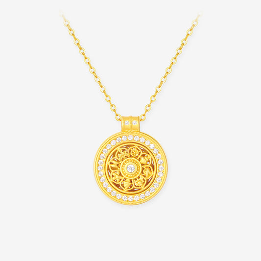 Silver Gold Plated Eight-treasure Compass Necklace