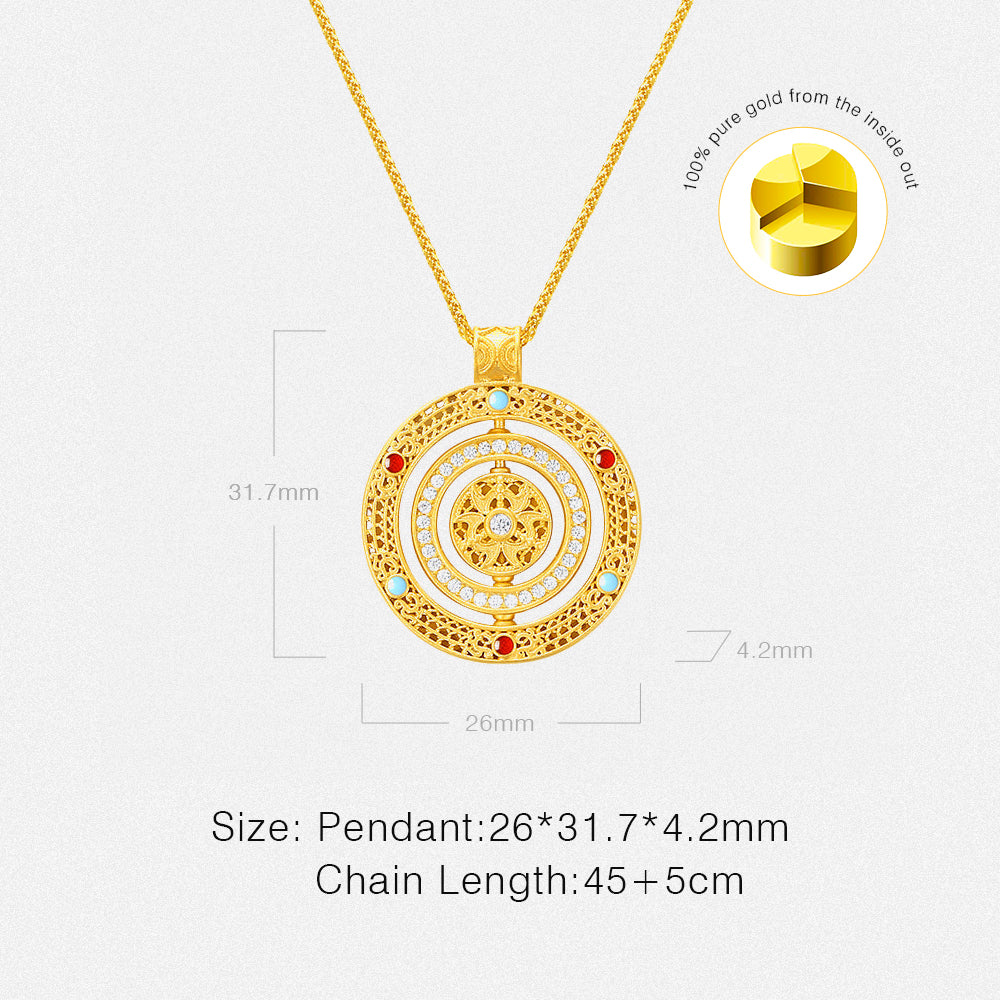 925 Silver Gold Plated Zircon Compass Necklace