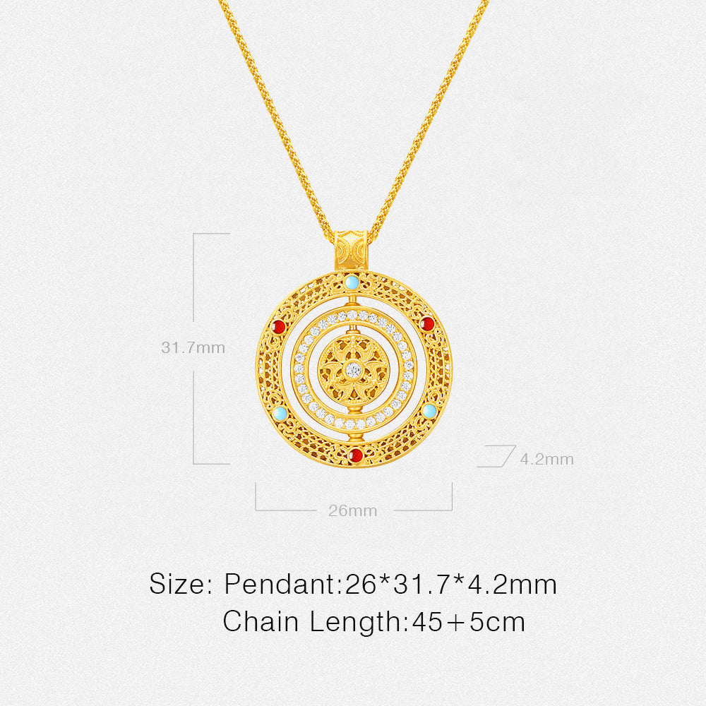 Gold Plated Silver Zircon Compass Necklace