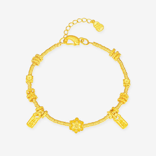 S925 Silver Good Luck Lotus Flower Bracelet
