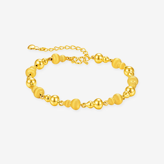 Gold Plated Silver Auspicious Brushed Gourd Bracelet