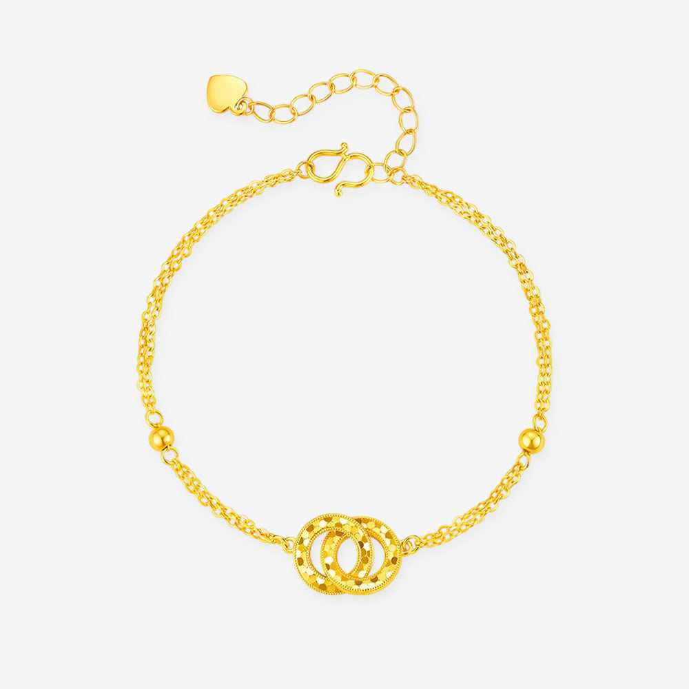 Gold Plated Silver Sparkly Interlocking Circles Bracelet