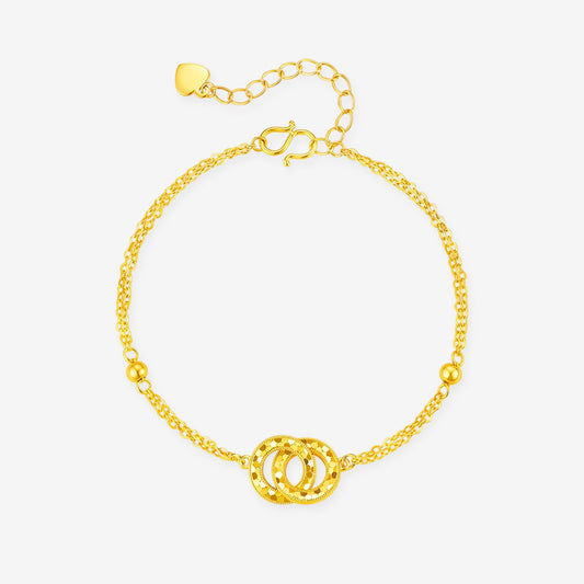 Gold Plated Silver Sparkly Interlocking Circles Bracelet