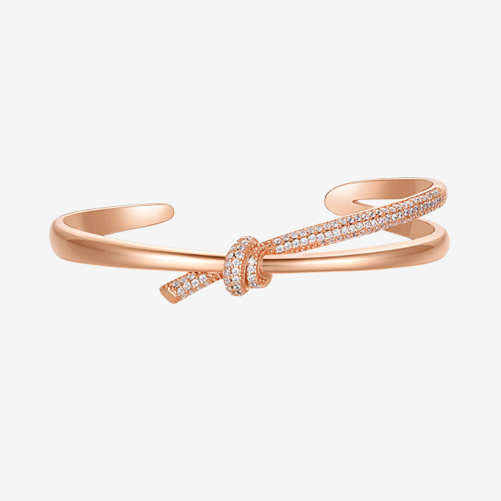 S925 Silver Rose Gold Time Knot Open Bangle