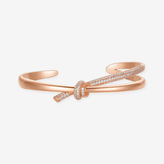 S925 Silver Rose Gold Time Knot Open Bangle