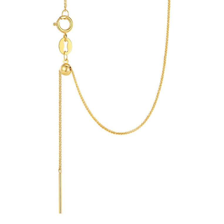 18K Gold Basic Fox Tail Chopin Chain Simple Necklace