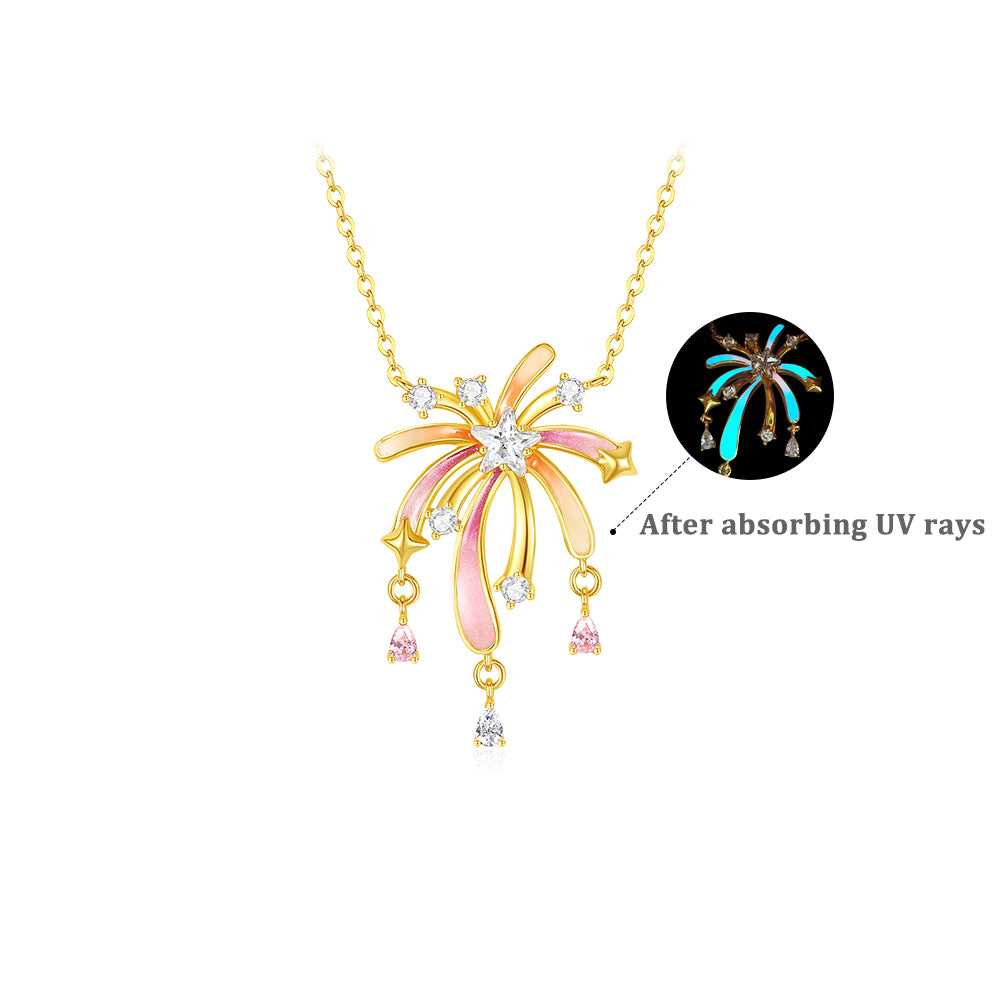 [Pre-sale] S925 Silver Luminous Enamel Romantic Fireworks Necklace