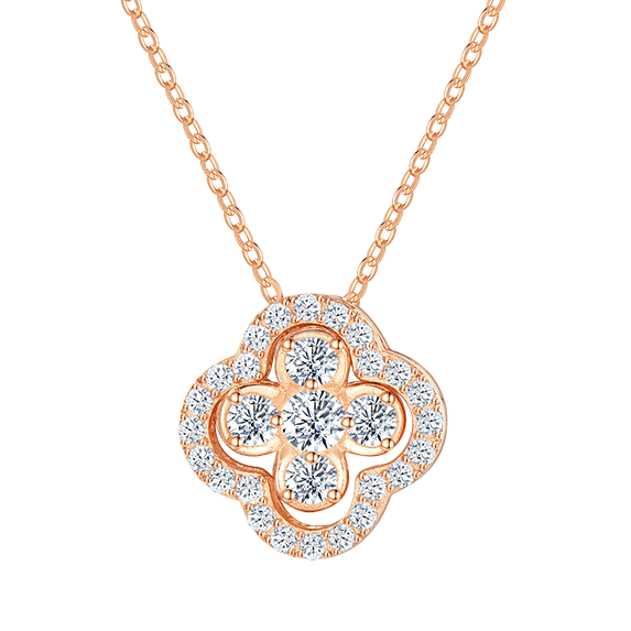 S925 Silver Zircon Double-sided Clover Necklace