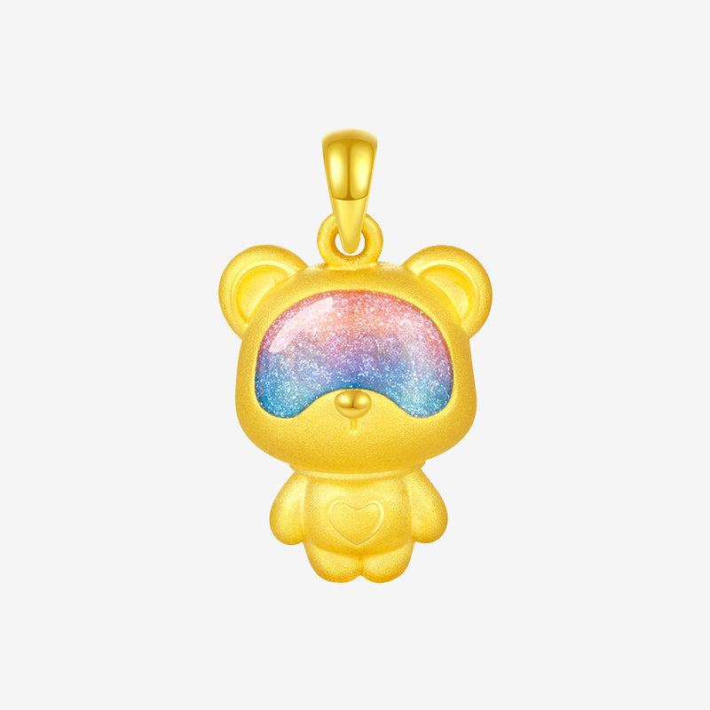 First Series 24K Gold Secret Words Luminous Enamel Sweet Bear Pendant