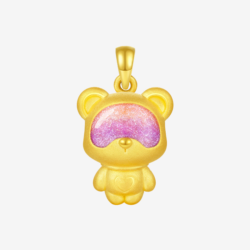 First Series 24K Gold Secret Words Luminous Enamel Sweet Bear Pendant