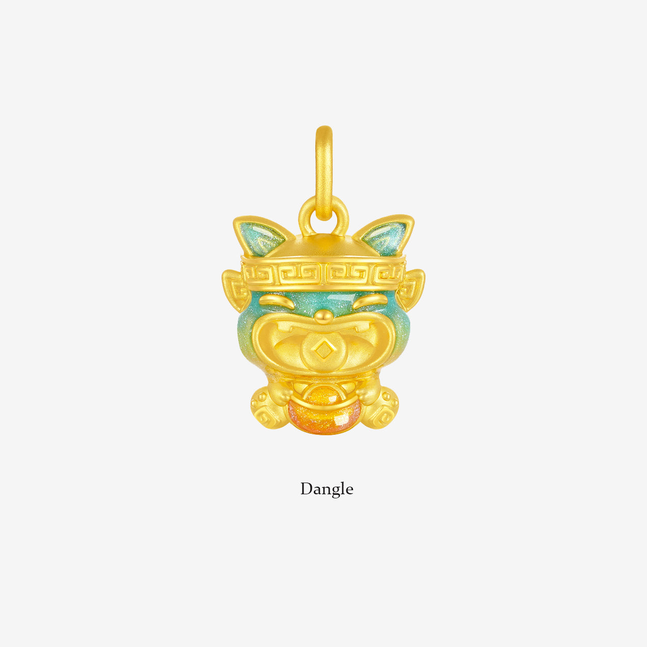 Chinese Cultural Relics Series 24K Gold Luminous Enamel Sanxingdui Gold Swallowing Beast Charm Set