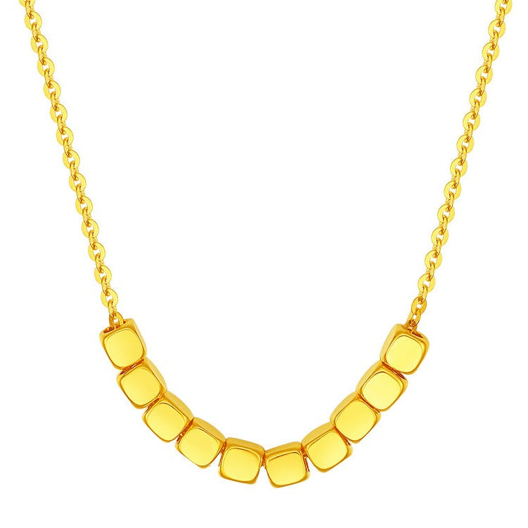 18K Gold O-chain Sugar Cubes Necklace