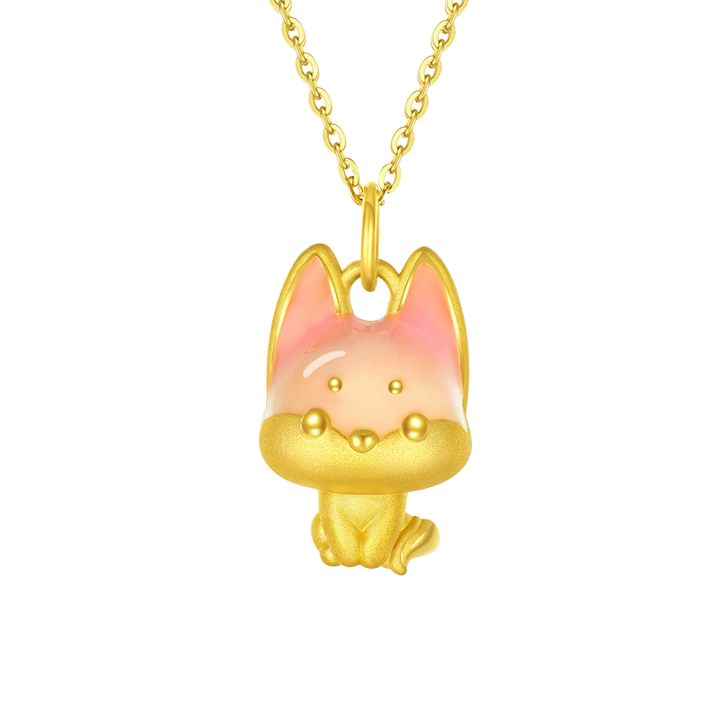 First · Cute Pet Series 24K Gold Enamel Fox Lucky Color Charm DIY Bracelet Necklace