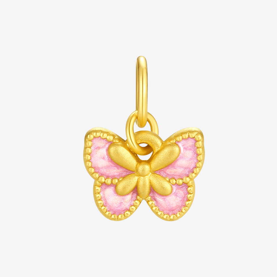 Monet Garden Series 24K Gold Enamel Flowers Butterfly Charm Set