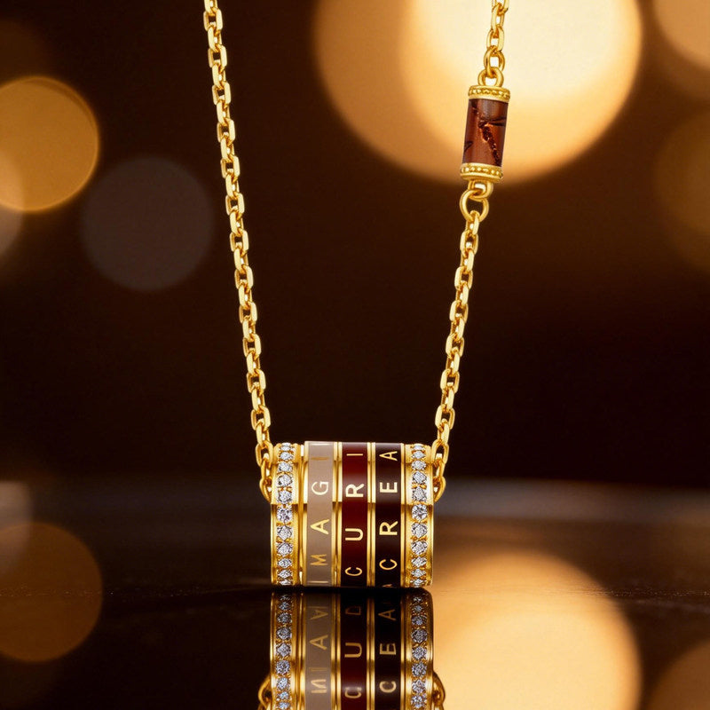 Da Vinci Code Series 24K Gold Diamond Convertible Barrel Necklace