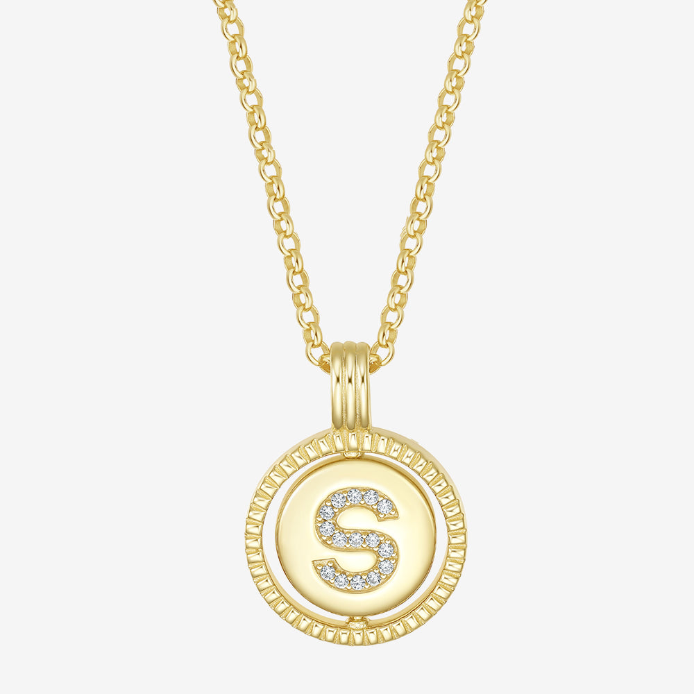 S925 Silver Zircon Double-sided Letter Necklace