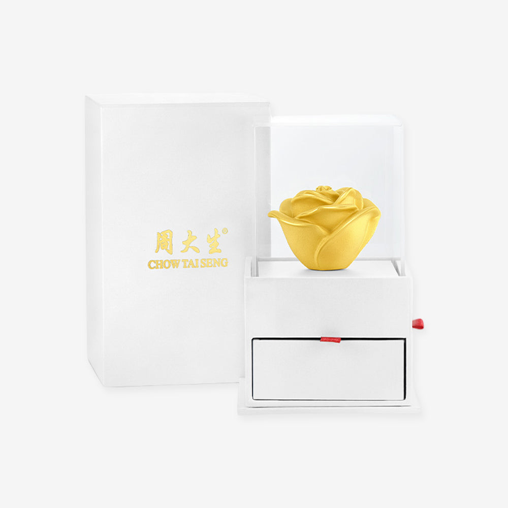 Gold Plated Love Bear Rose Decorative Ornament