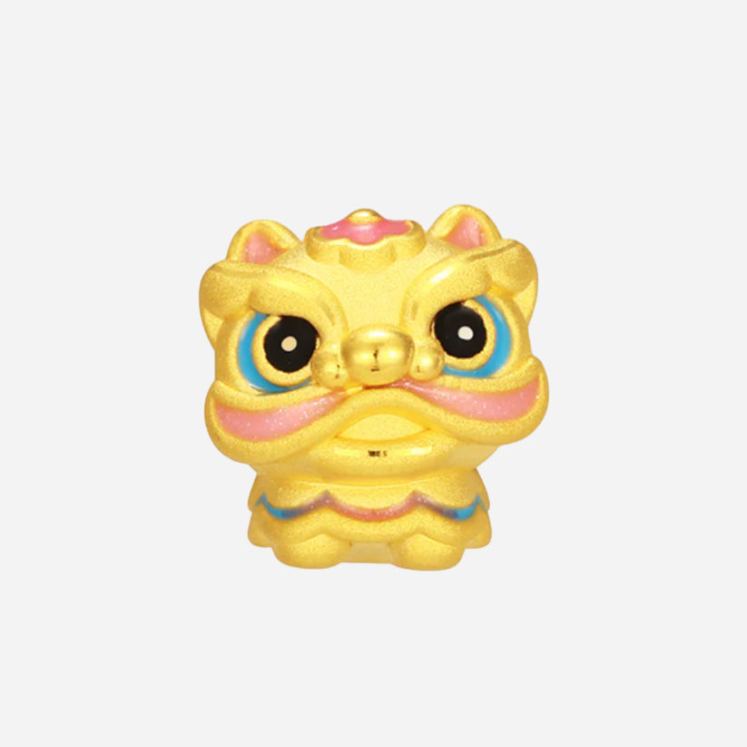 Wonderful Equation Series 24K Gold Enamel Auspicious Lion Dance Charm Set