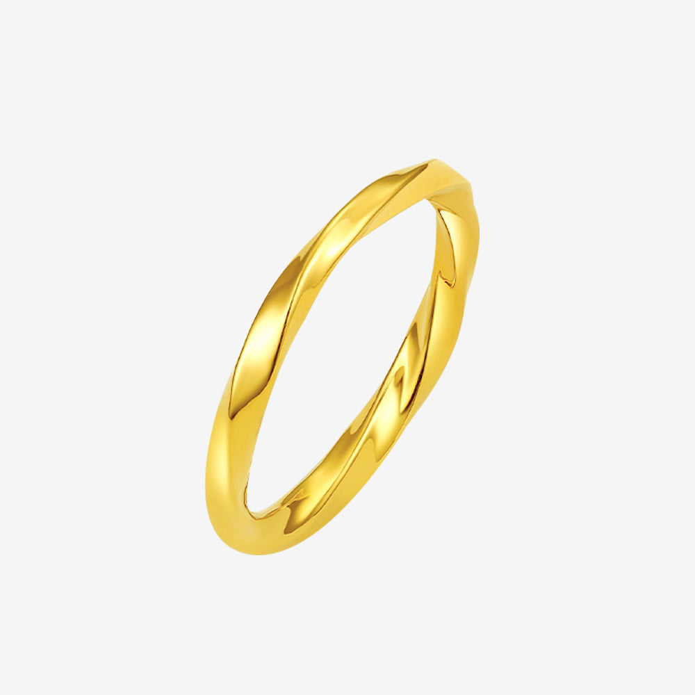 24K Gold Glossy Mobius Strip Ring