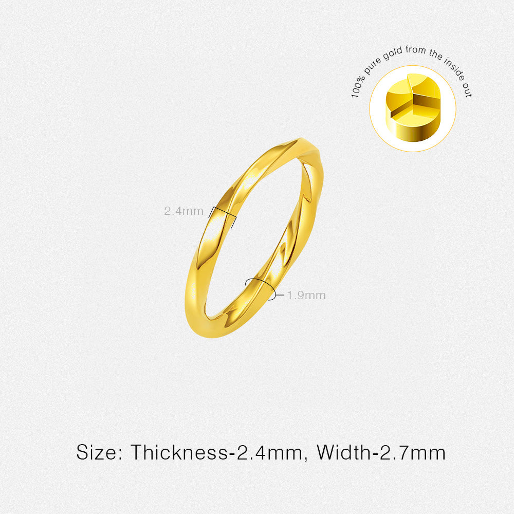 24K Gold Glossy Mobius Strip Ring