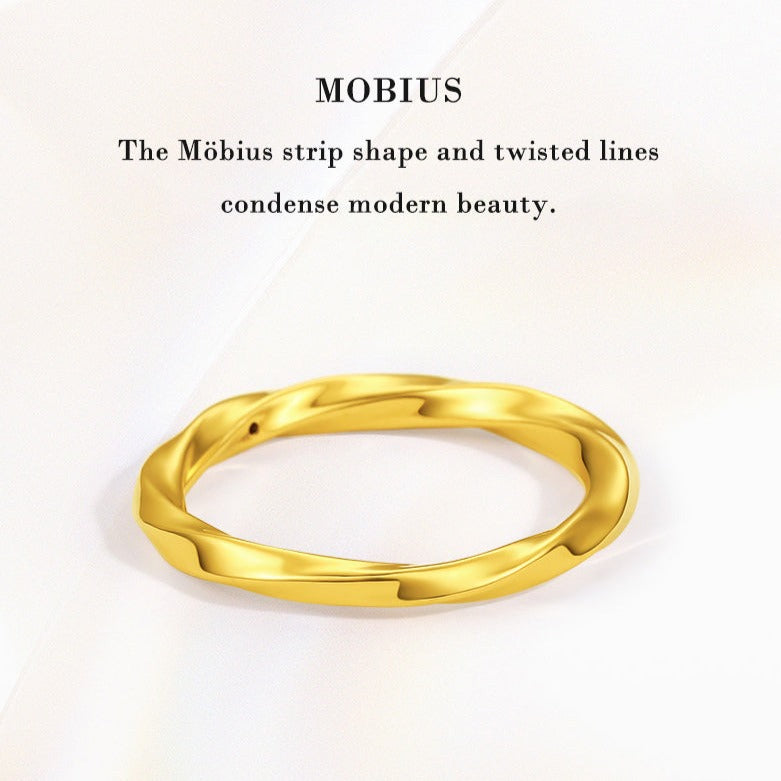 24K Gold Glossy Mobius Strip Ring