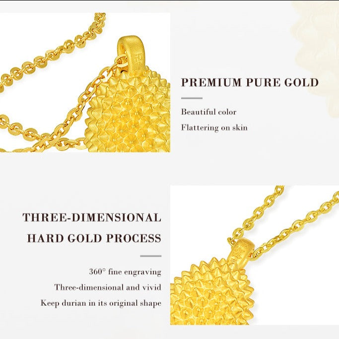 24k Gold Creative Durian Necklace Pendant