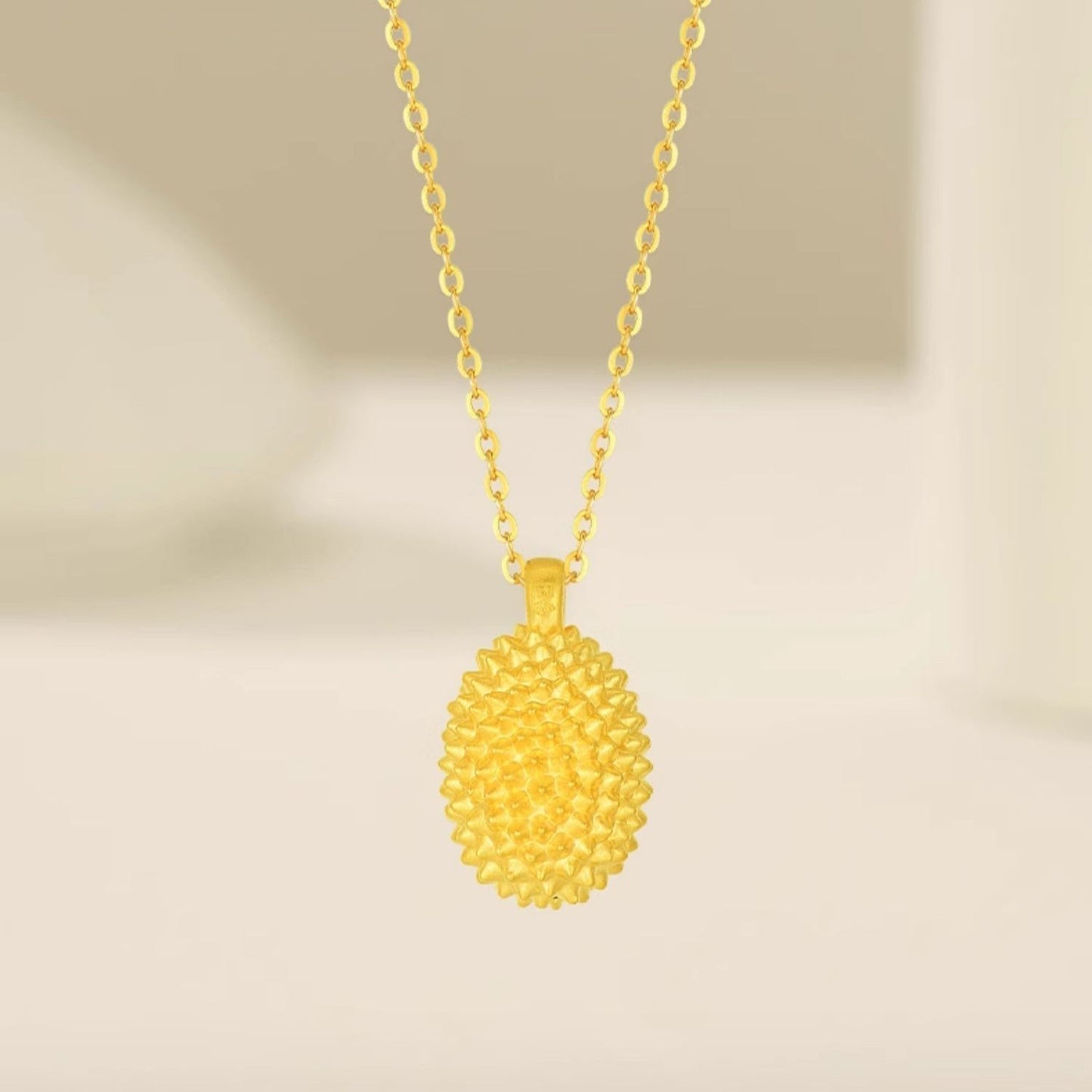 24k Gold Creative Durian Necklace Pendant