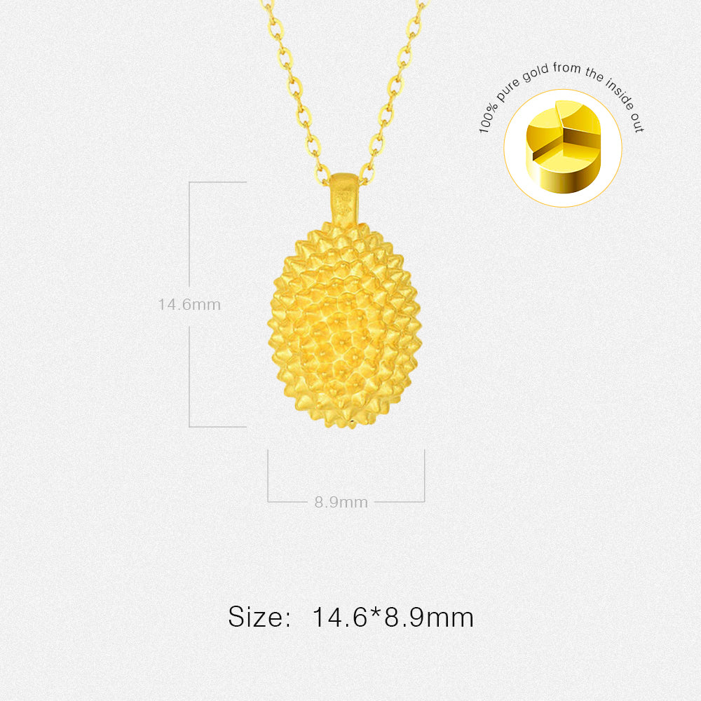 24k Gold Creative Durian Necklace Pendant