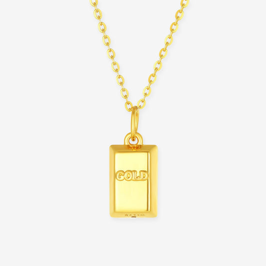 24K Gold Bar Baofu Necklace Pendant