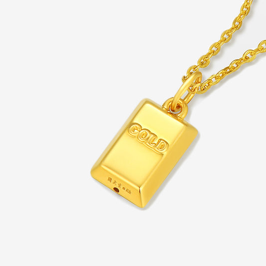 AU999 24K Gold Bar Baofu Necklace Pendant