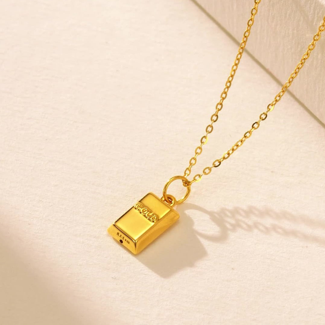 AU999 24K Gold Bar Baofu Necklace Pendant