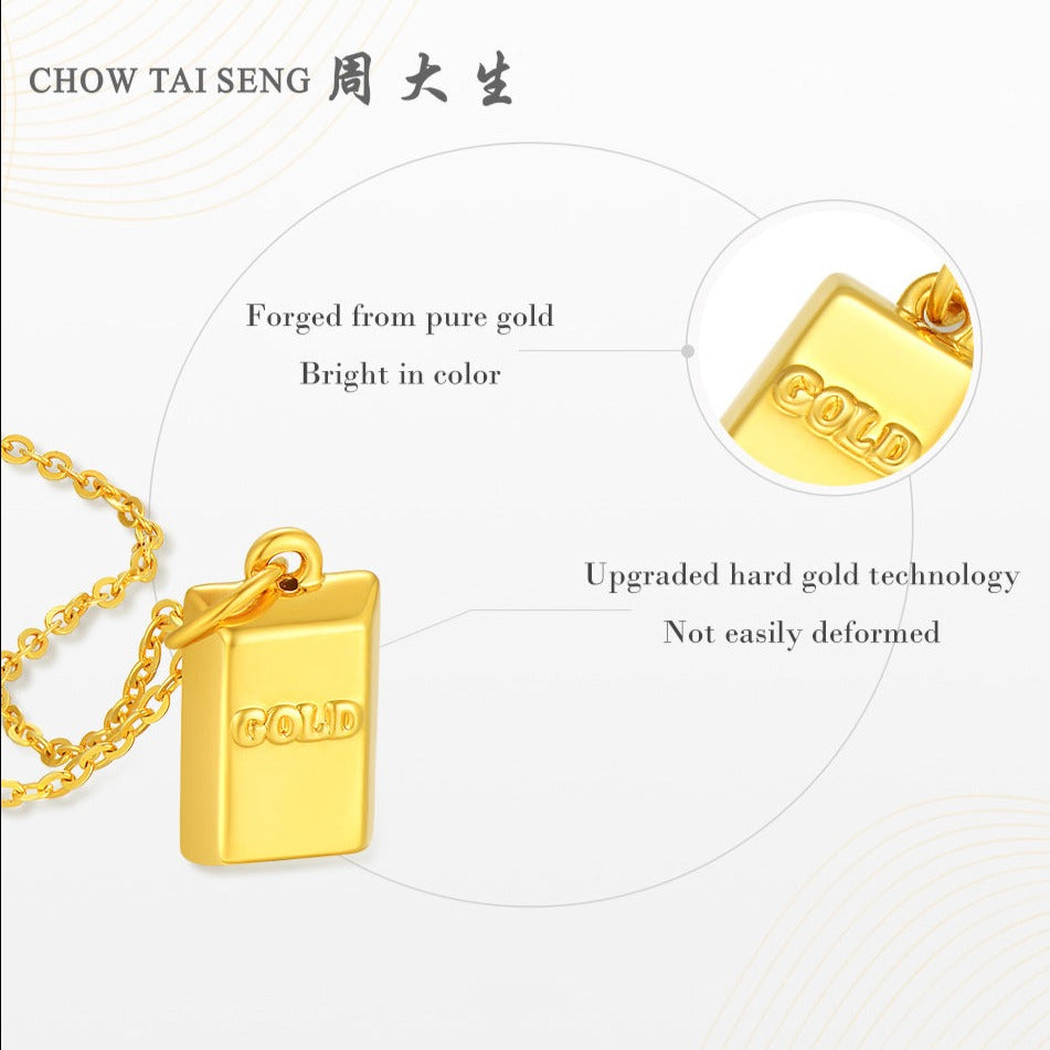 AU999 24K Gold Bar Baofu Necklace Pendant