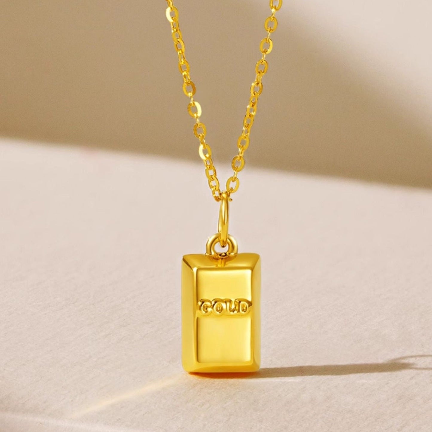 AU999 24K Gold Bar Baofu Necklace Pendant