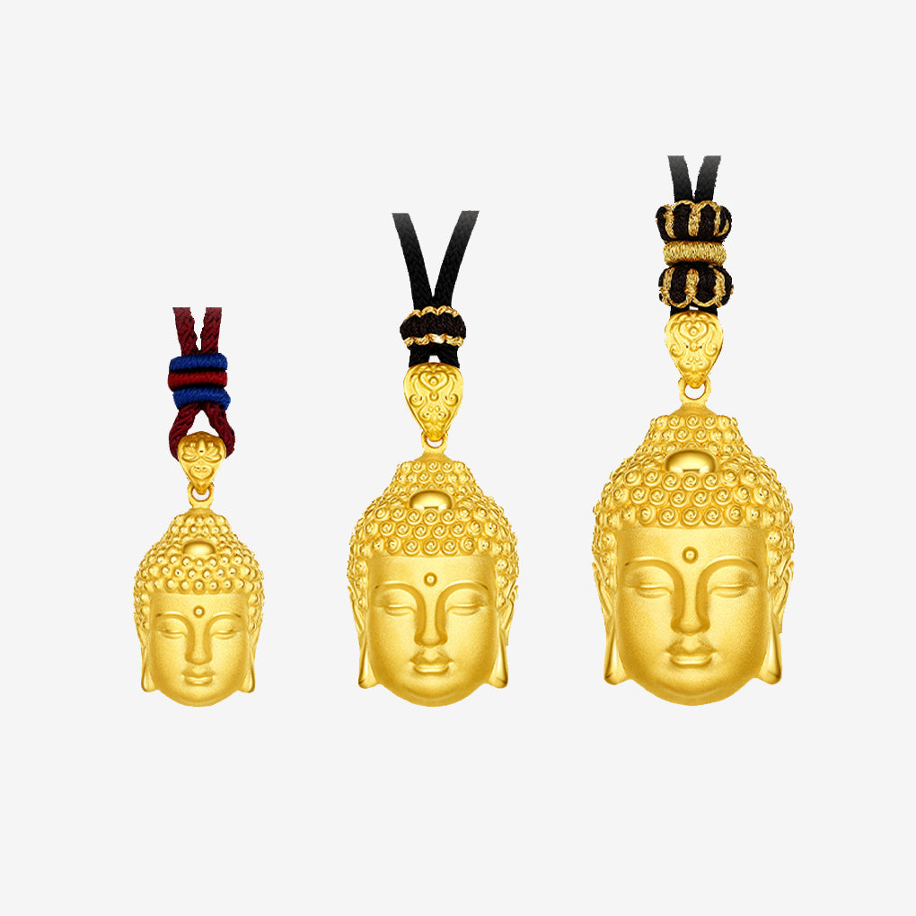 24K Gold Buddha Head Pendant