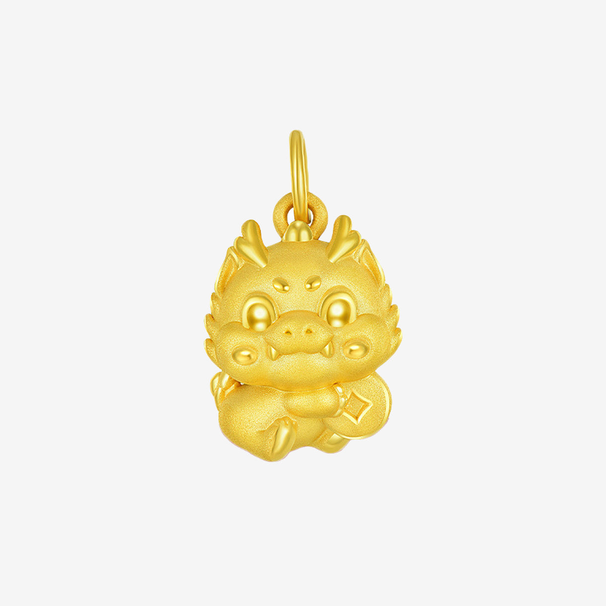 24K Gold Wealthy Coin Dragon Necklace Pendant