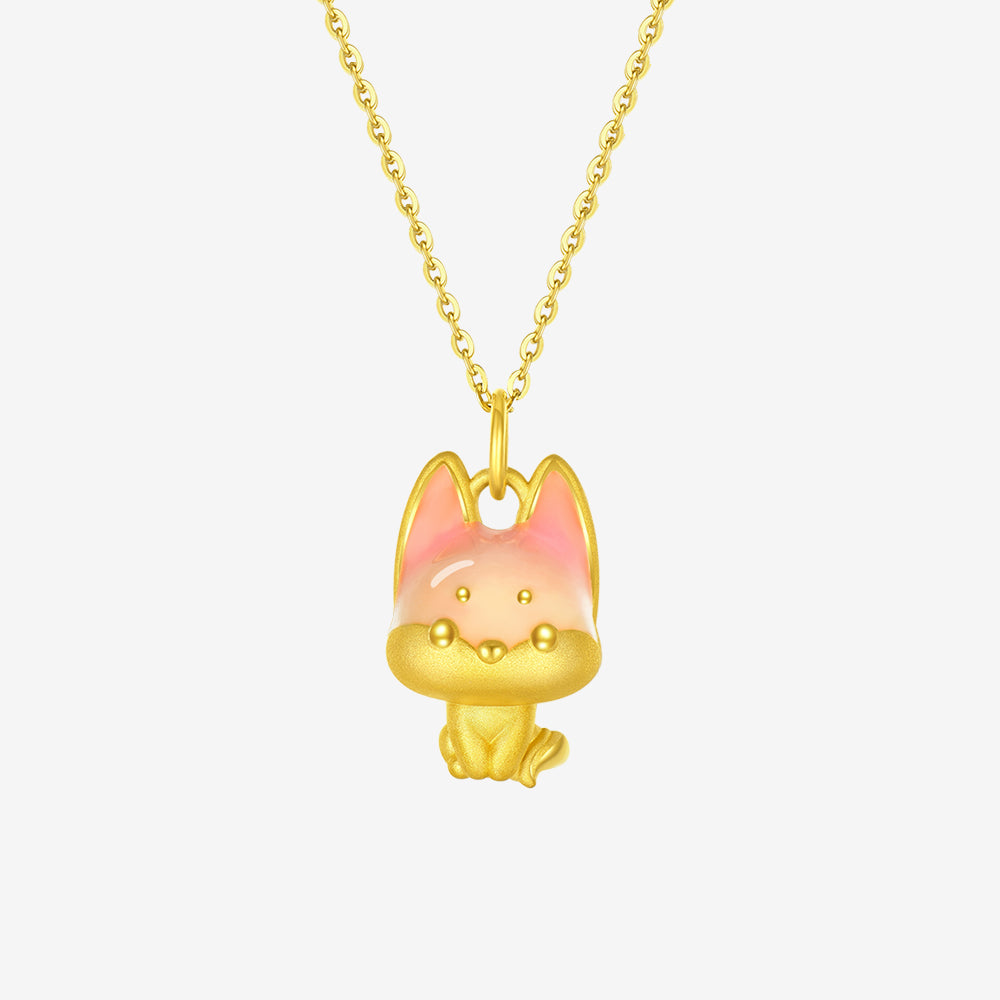 First · Cute Pet Series 24K Gold Enamel Fox Lucky Color Charm DIY Bracelet Necklace