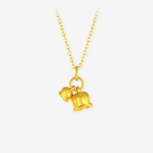 24K Gold Two Lily of the Valley Pendant