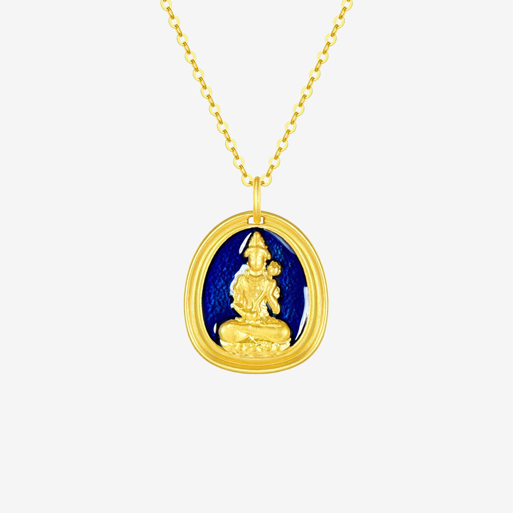 24K Gold Enamel Zodiac Guardian Buddha Pendant