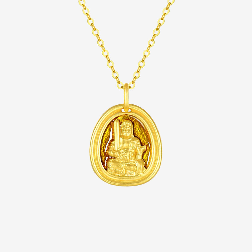 24K Gold Enamel Zodiac Guardian Buddha Pendant