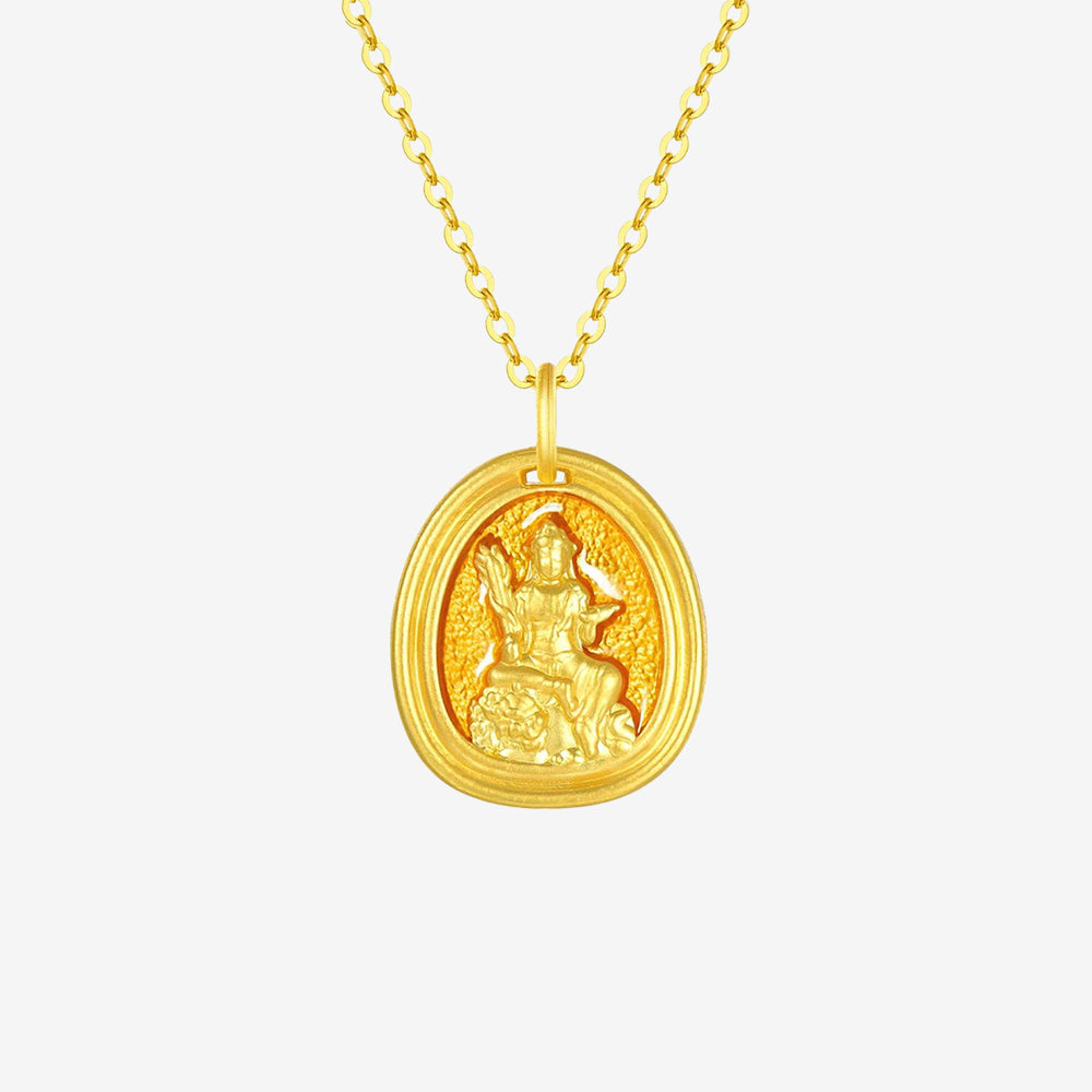 24K Gold Enamel Zodiac Guardian Buddha Pendant