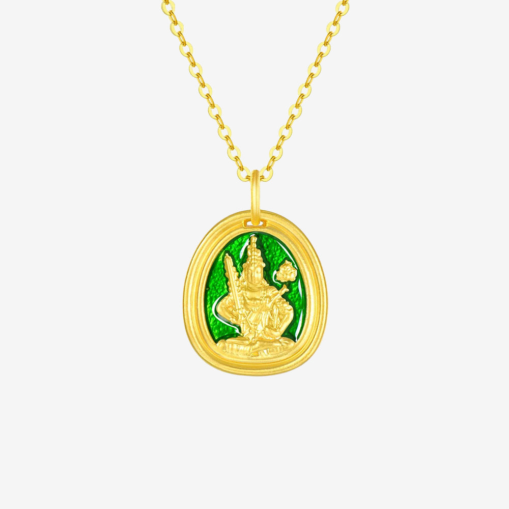 24K Gold Enamel Zodiac Guardian Buddha Pendant