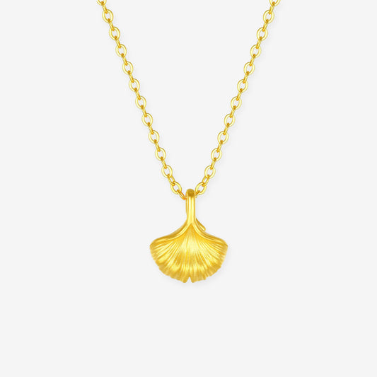 24K Gold Mini Ginkgo Leaf Pendant