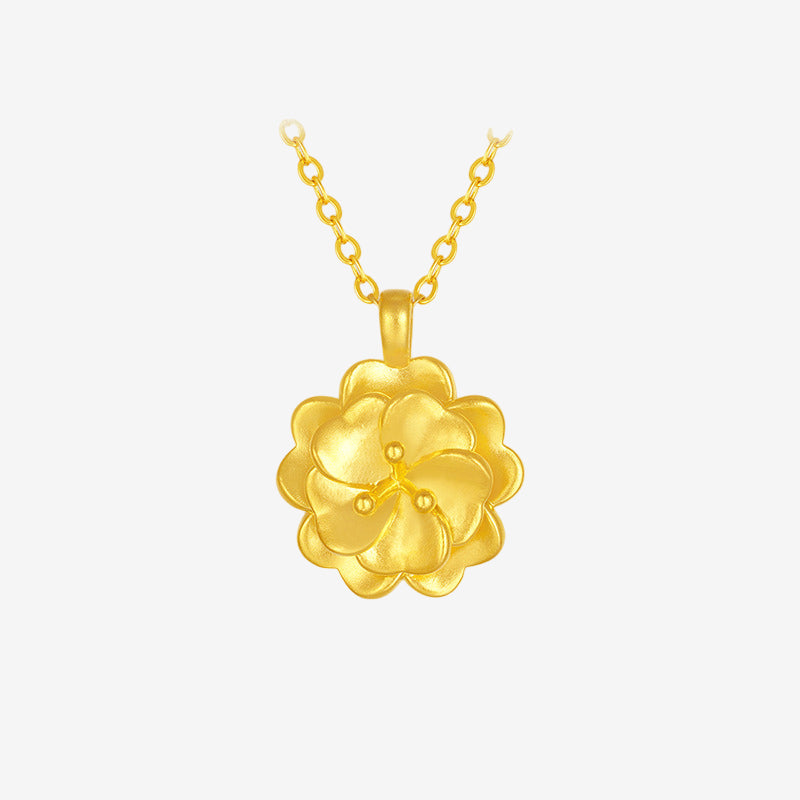 24K Gold Peony Pendant