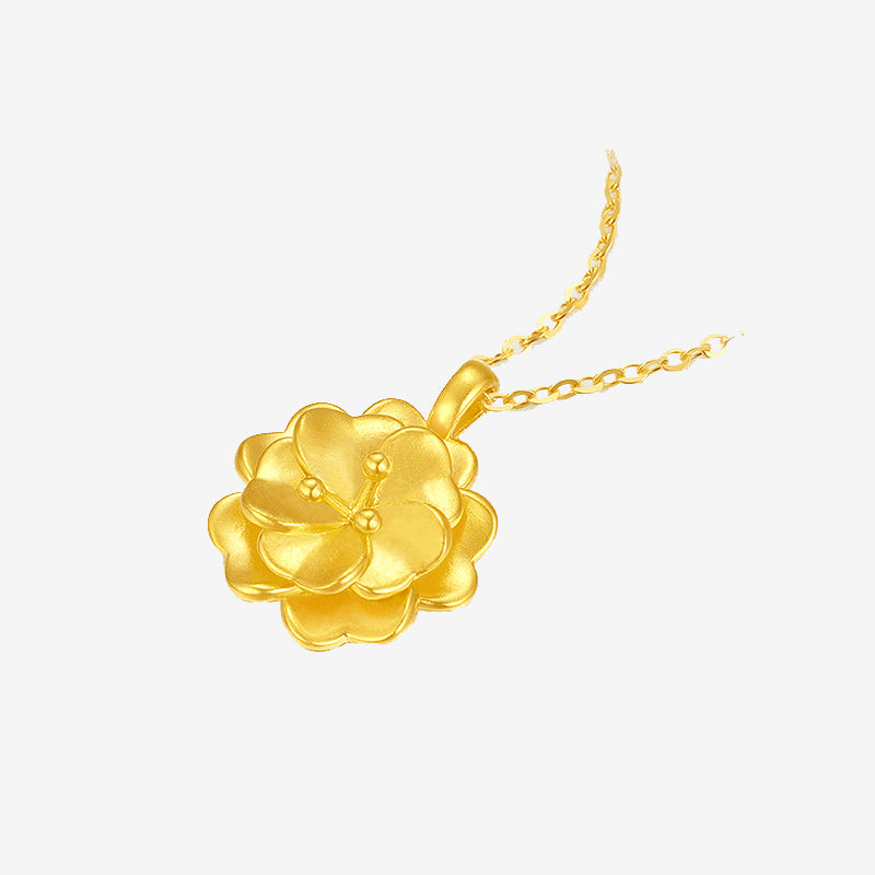 24K Gold Peony Pendant