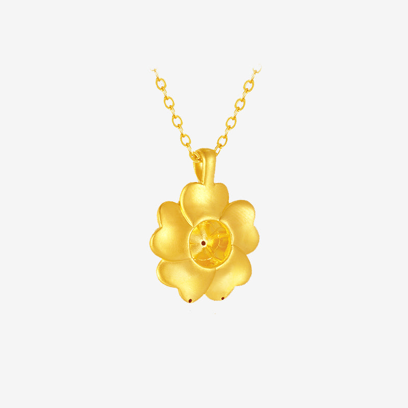 24K Gold Peony Pendant