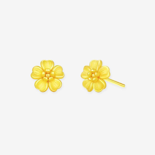 24K Gold Flower Stud Earrings
