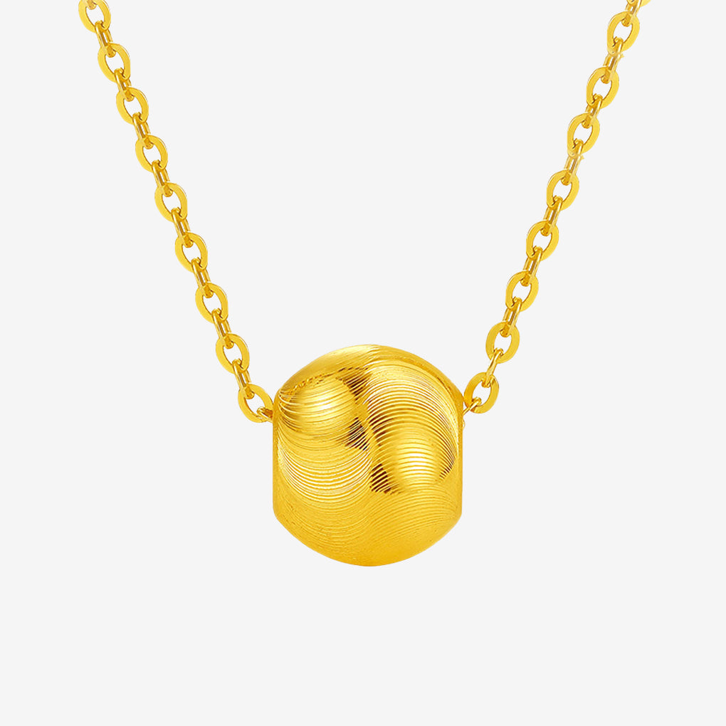 24K Gold Cat's Eye Stone Effect Bead Pendant Necklace